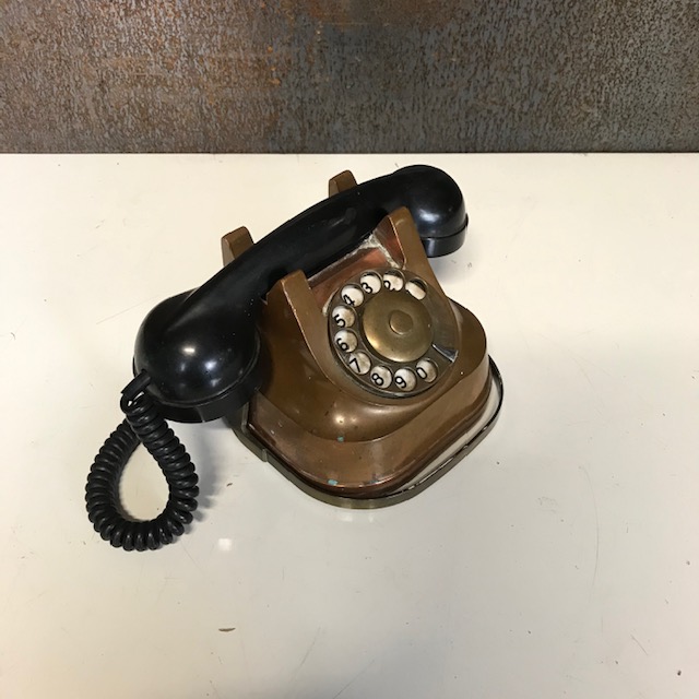 Fantasie breedte koppeling Koperen vintage telefoon | Over de datum